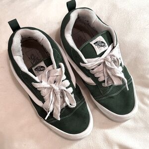 Vans Forest Green & White Low-Tops Knu Skool Shoes Skater Sneakers Mens Size 10